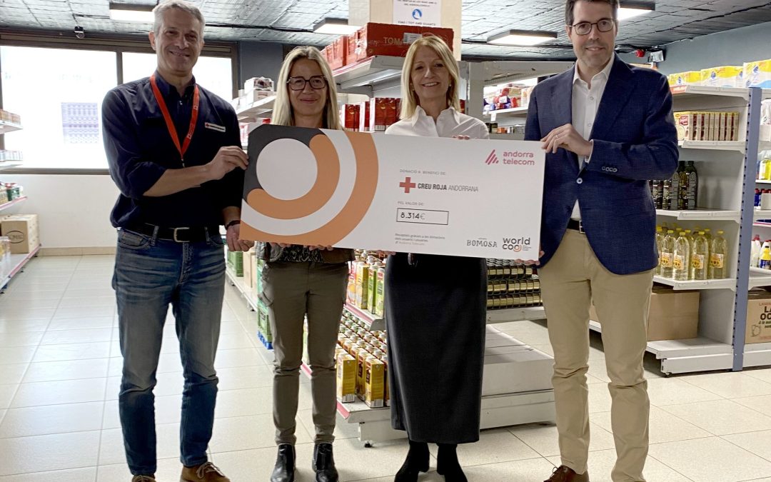 Andorra Telecom lliura 8.314 € a la Botiga Solidària de la Creu Roja Andorrana, un projecte impulsat per Univers BOMOSA i Worldcoo